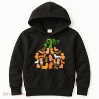 Dachshund Pumpkin Shape Plaid Leopard Dog Autumn Halloween Kids Hoodie thumb 0