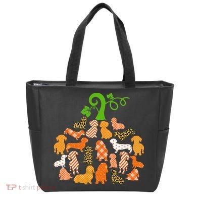Dachshund Pumpkin Shape Plaid Leopard Dog Autumn Halloween Tote Bag