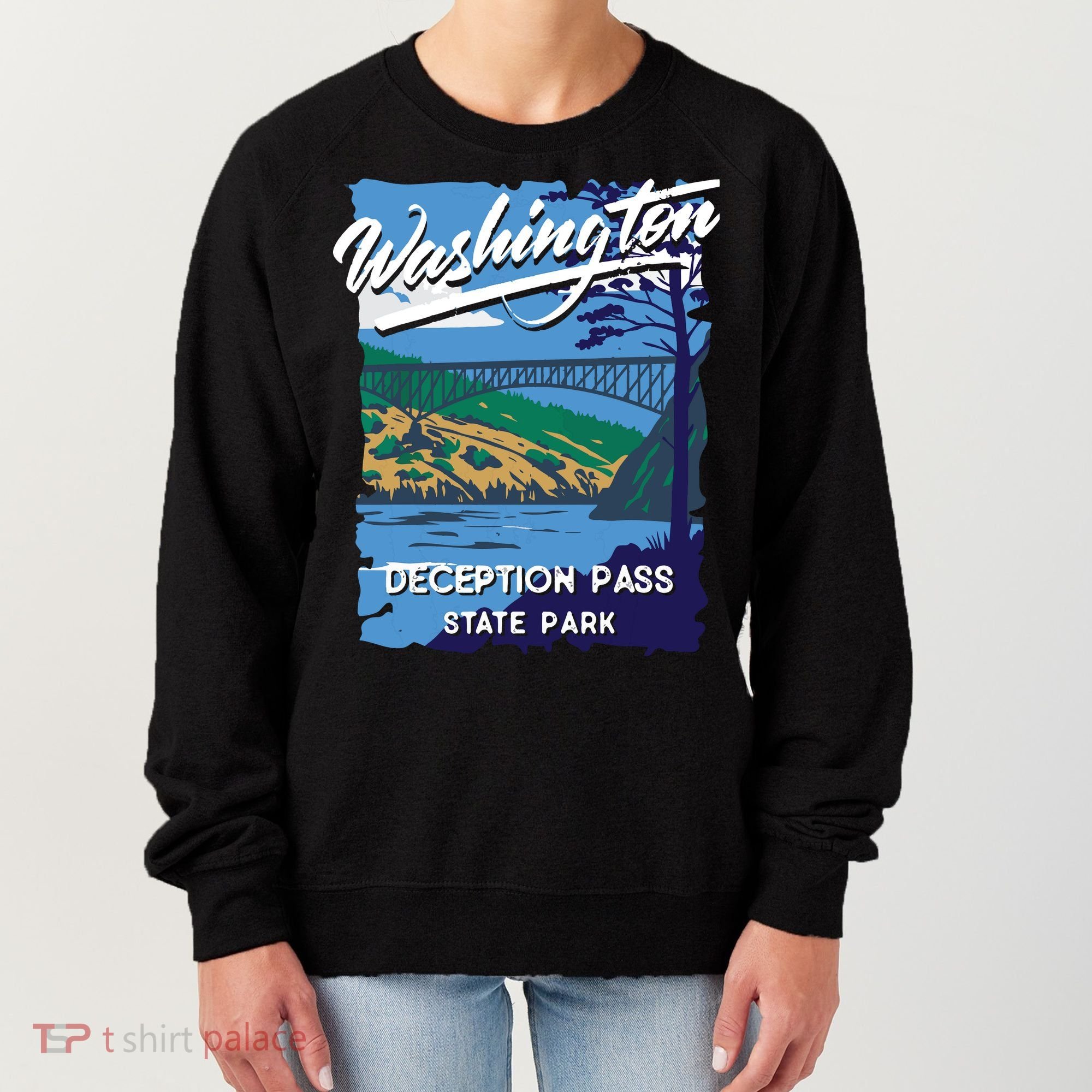 Deception Pass State Park Washington Evergreen State Camping Women's Sweatshirt