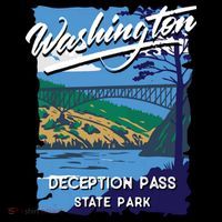 Deception Pass State Park Washington Evergreen State Camping USA-Made Doggie Bandana thumb 2