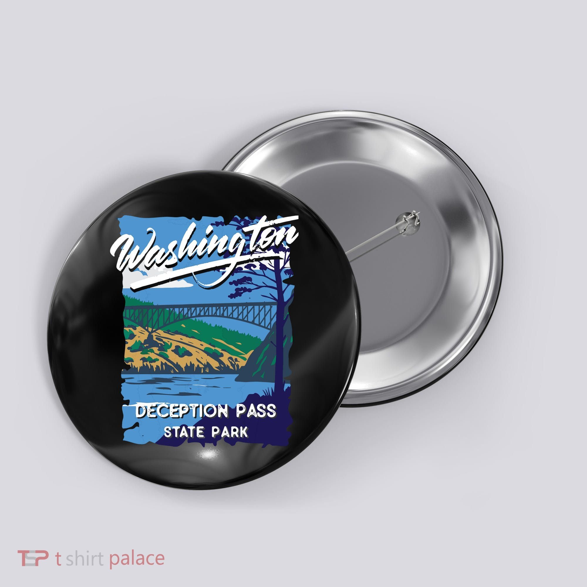 Deception Pass State Park Washington Evergreen State Camping Button