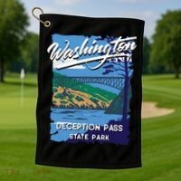 Deception Pass State Park Washington Evergreen State Camping Golf Towel thumb 1