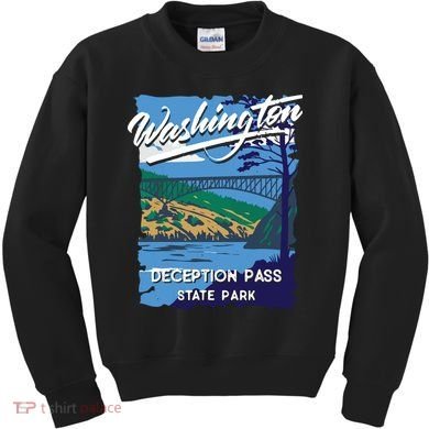 Deception Pass State Park Washington Evergreen State Camping Kids Sweatshirt