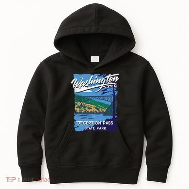 Deception Pass State Park Washington Evergreen State Camping Kids Hoodie