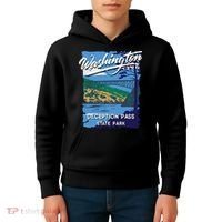 Deception Pass State Park Washington Evergreen State Camping Kids Hoodie thumb 4