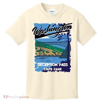 Deception Pass State Park Washington Evergreen State Camping Kids T-Shirt