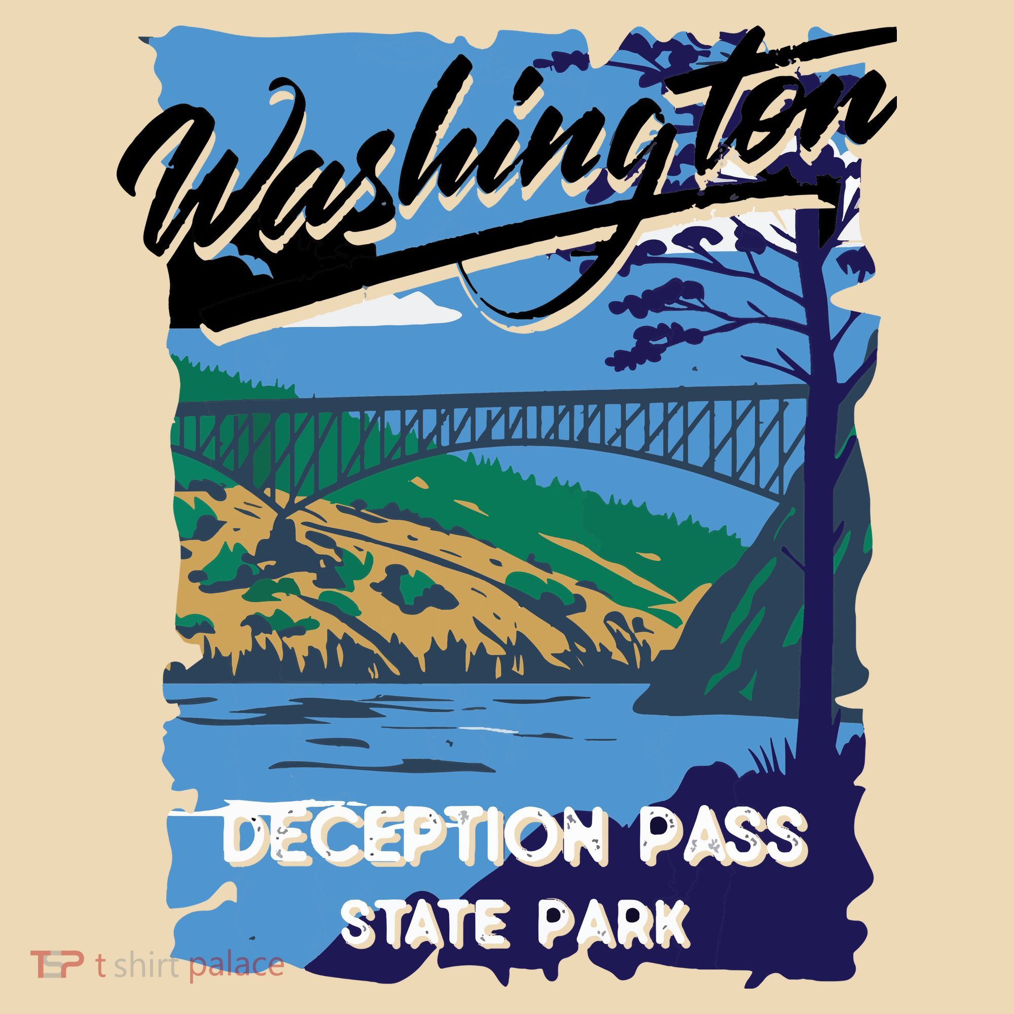 Deception Pass State Park Washington Evergreen State Camping Kids T-Shirt