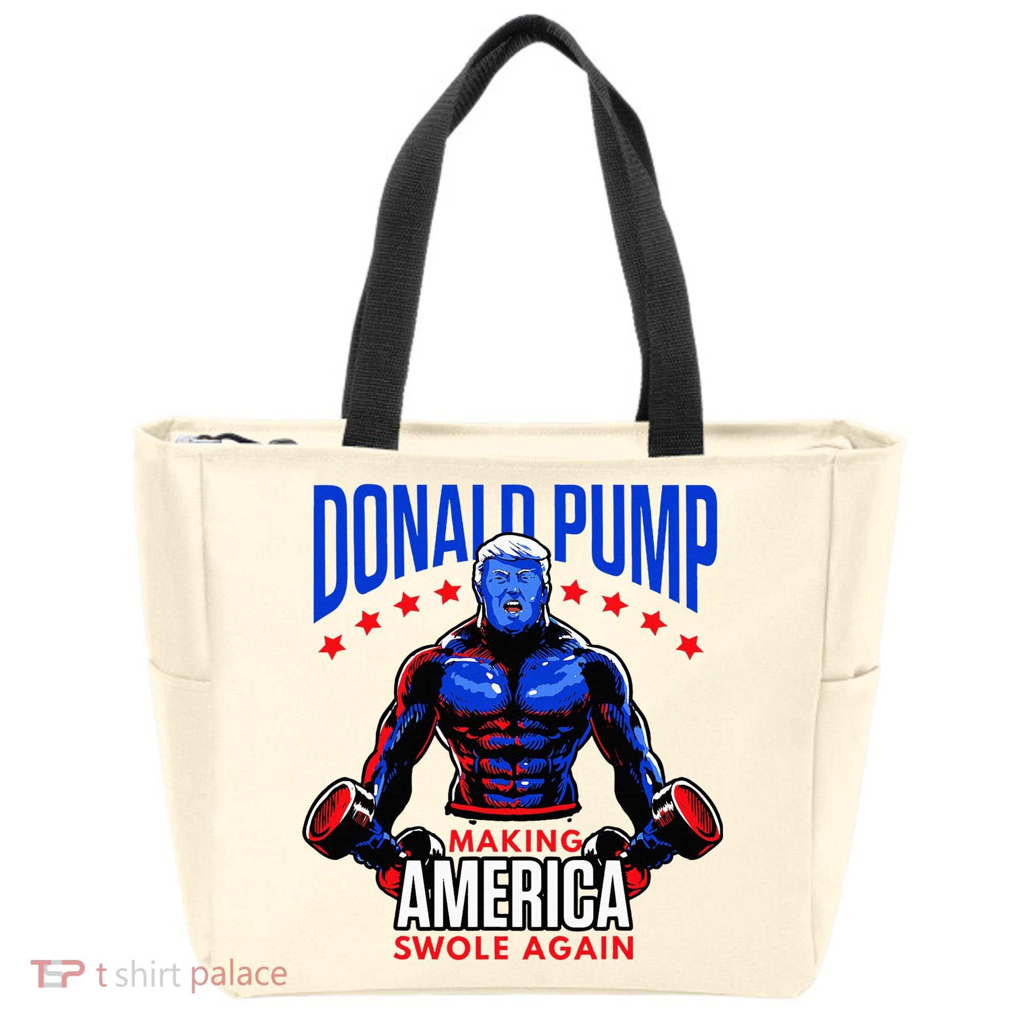 Donald Pump Swole America Trump Weight Lifting Gym Tote Bag
