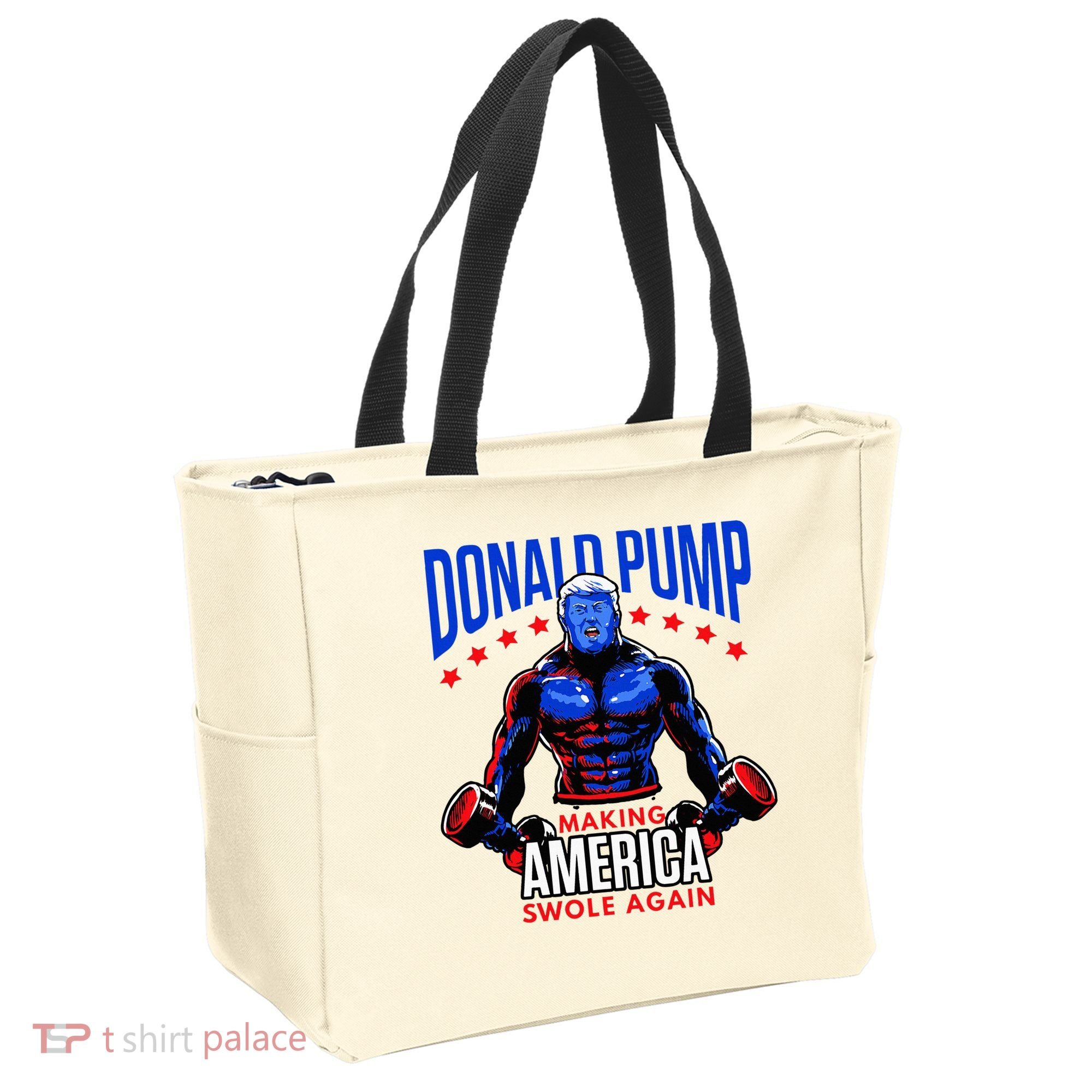 Donald Pump Swole America Trump Weight Lifting Gym Tote Bag