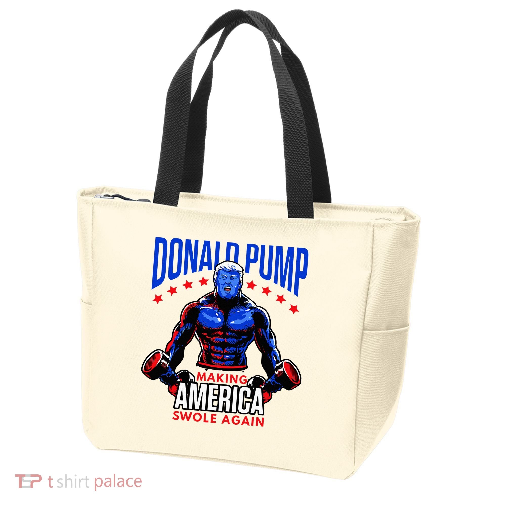 Donald Pump Swole America Trump Weight Lifting Gym Tote Bag