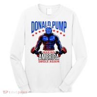 Donald Pump Swole America Trump Weight Lifting Gym Long Sleeve Shirt thumb 0