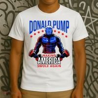 Donald Pump Swole America Trump Weight Lifting Gym T-Shirt thumb 3