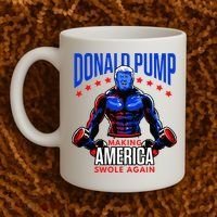 Donald Pump Swole America Trump Weight Lifting Gym Coffee Mug thumb 2