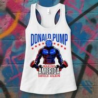 Donald Pump Swole America Trump Weight Lifting Gym Women's Tank Top thumb 3