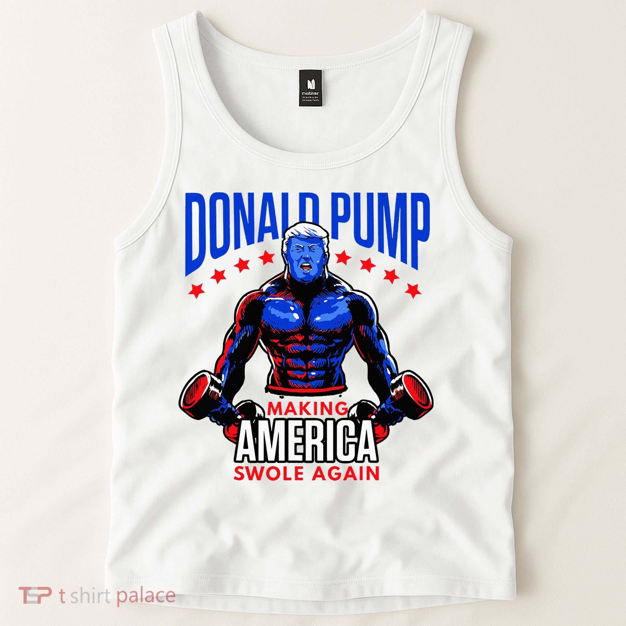 Donald Pump Swole America Trump Weight Lifting Gym Tank Top