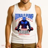 Donald Pump Swole America Trump Weight Lifting Gym Tank Top thumb 3