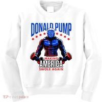 Donald Pump Swole America Trump Weight Lifting Gym Kids Sweatshirt thumb 0