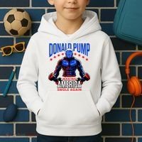 Donald Pump Swole America Trump Weight Lifting Gym Kids Hoodie thumb 2