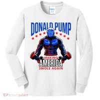 Donald Pump Swole America Trump Weight Lifting Gym Kids Long Sleeve Shirt thumb 0
