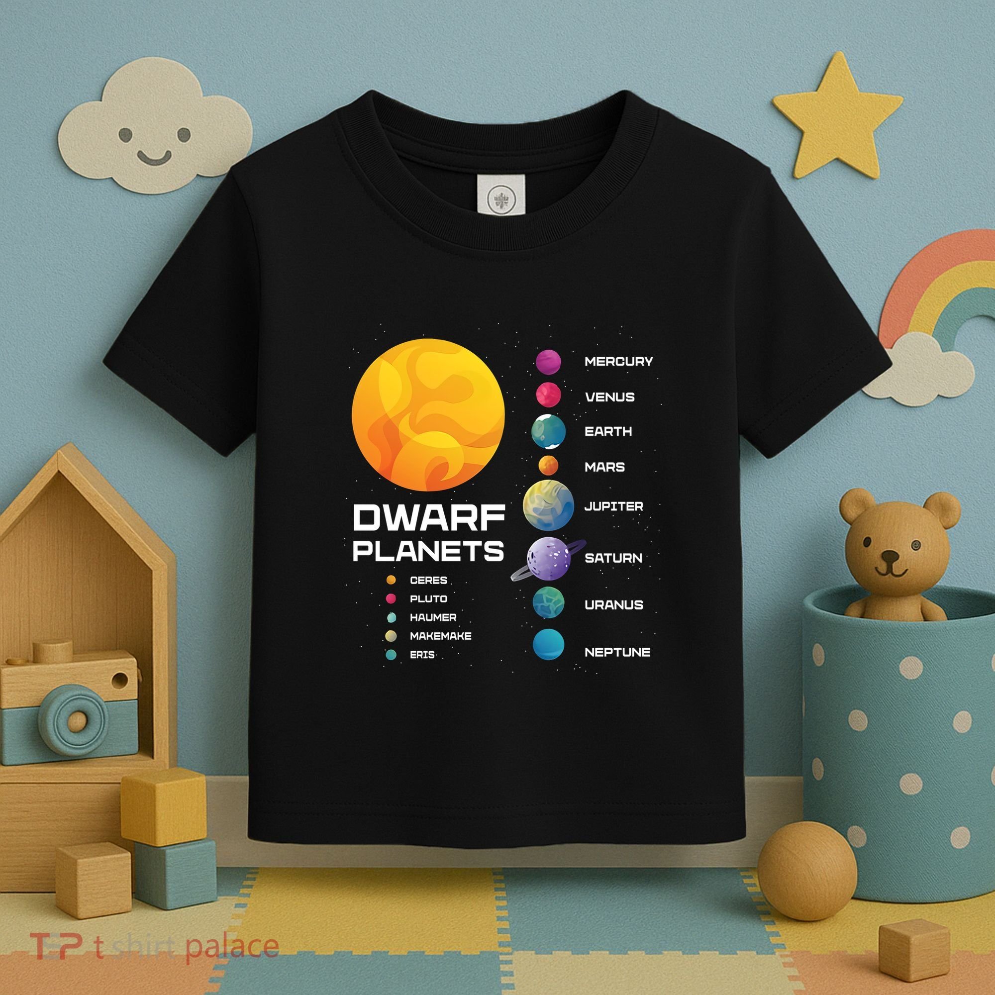 Dwarf Planets Space Astronaut Galaxy Mars Earth Venus Mercury Jupiter Toddler T-Shirt
