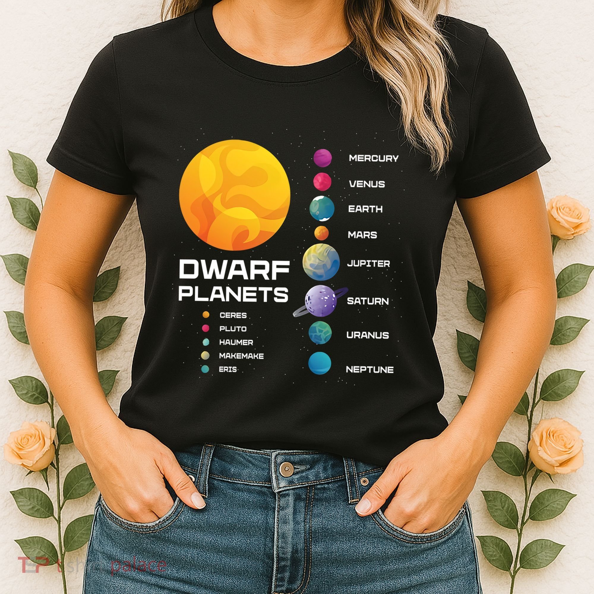 Dwarf Planets Space Astronaut Galaxy Mars Earth Venus Mercury Jupiter Women's T-Shirt