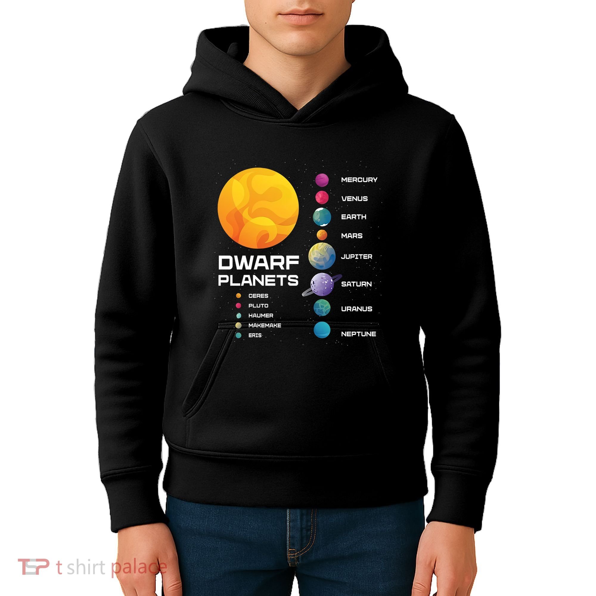Dwarf Planets Space Astronaut Galaxy Mars Earth Venus Mercury Jupiter Kids Hoodie