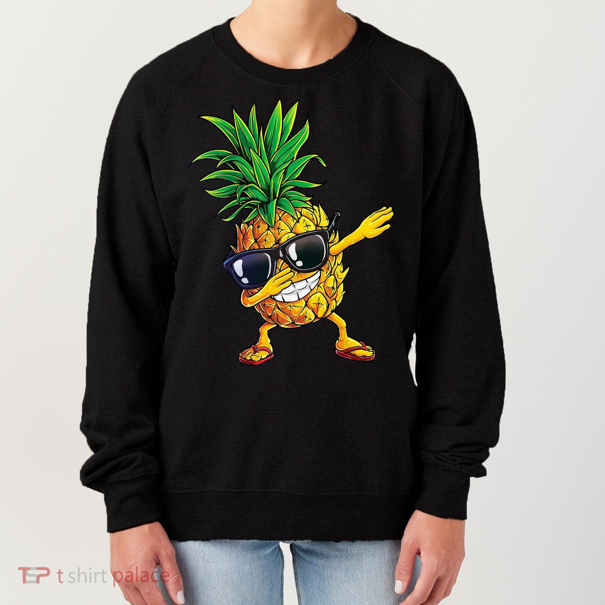 Dabbing Pineapple Sunglasses Aloha Beaches Hawaii Hawaiian Women's Sweatshirt