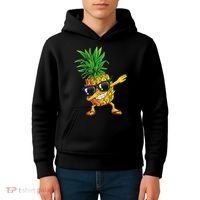 Dabbing Pineapple Sunglasses Aloha Beaches Hawaii Hawaiian Kids Hoodie thumb 4