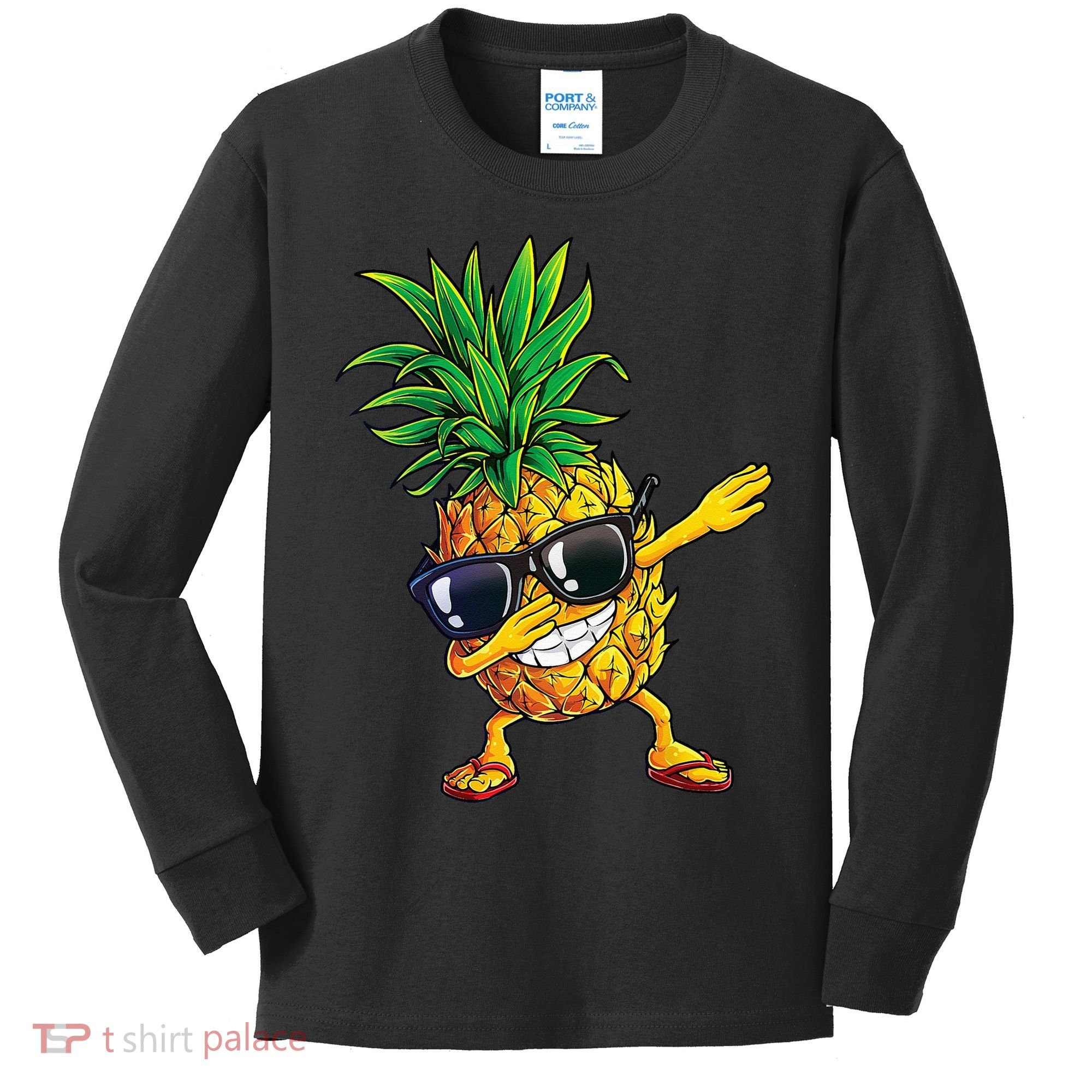 Dabbing Pineapple Sunglasses Aloha Beaches Hawaii Hawaiian Kids Long Sleeve Shirt