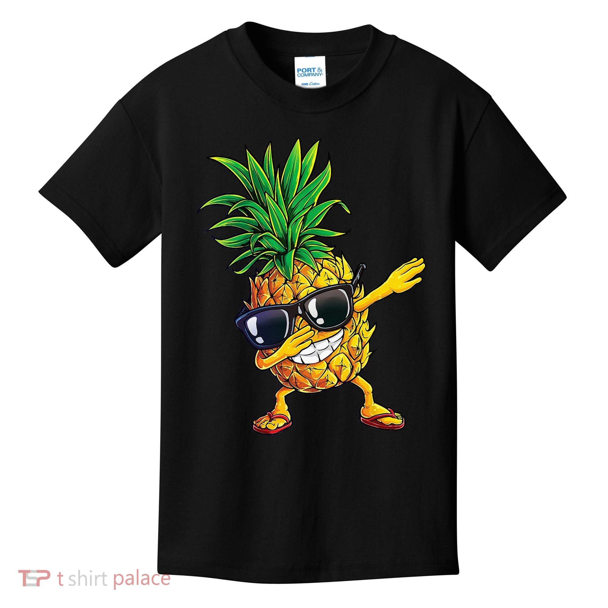 Dabbing Pineapple Sunglasses Aloha Beaches Hawaii Hawaiian Kids T-Shirt