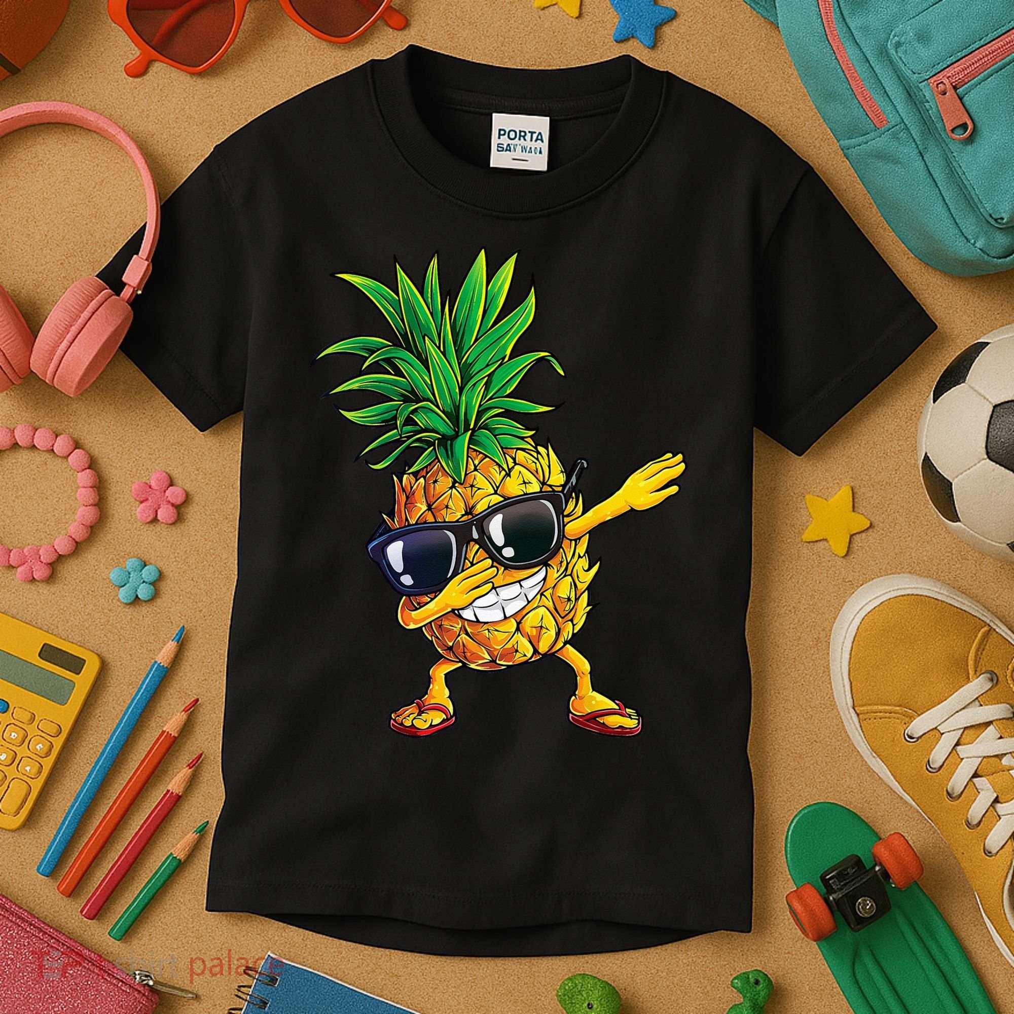 Dabbing Pineapple Sunglasses Aloha Beaches Hawaii Hawaiian Kids T-Shirt