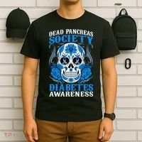 Dead Pancreas Society Type 1 Diabetes Awareness Sugar Skull T-Shirt thumb 6