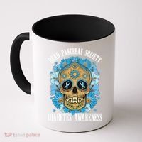 Dead Pancreas Society Funny Diabetes Awareness Sugar Skull Cool Gift Coffee Mug thumb 0
