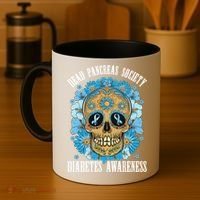 Dead Pancreas Society Funny Diabetes Awareness Sugar Skull Cool Gift Coffee Mug thumb 4