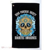 Dead Pancreas Society Funny Diabetes Awareness Sugar Skull Cool Gift Golf Towel thumb 0