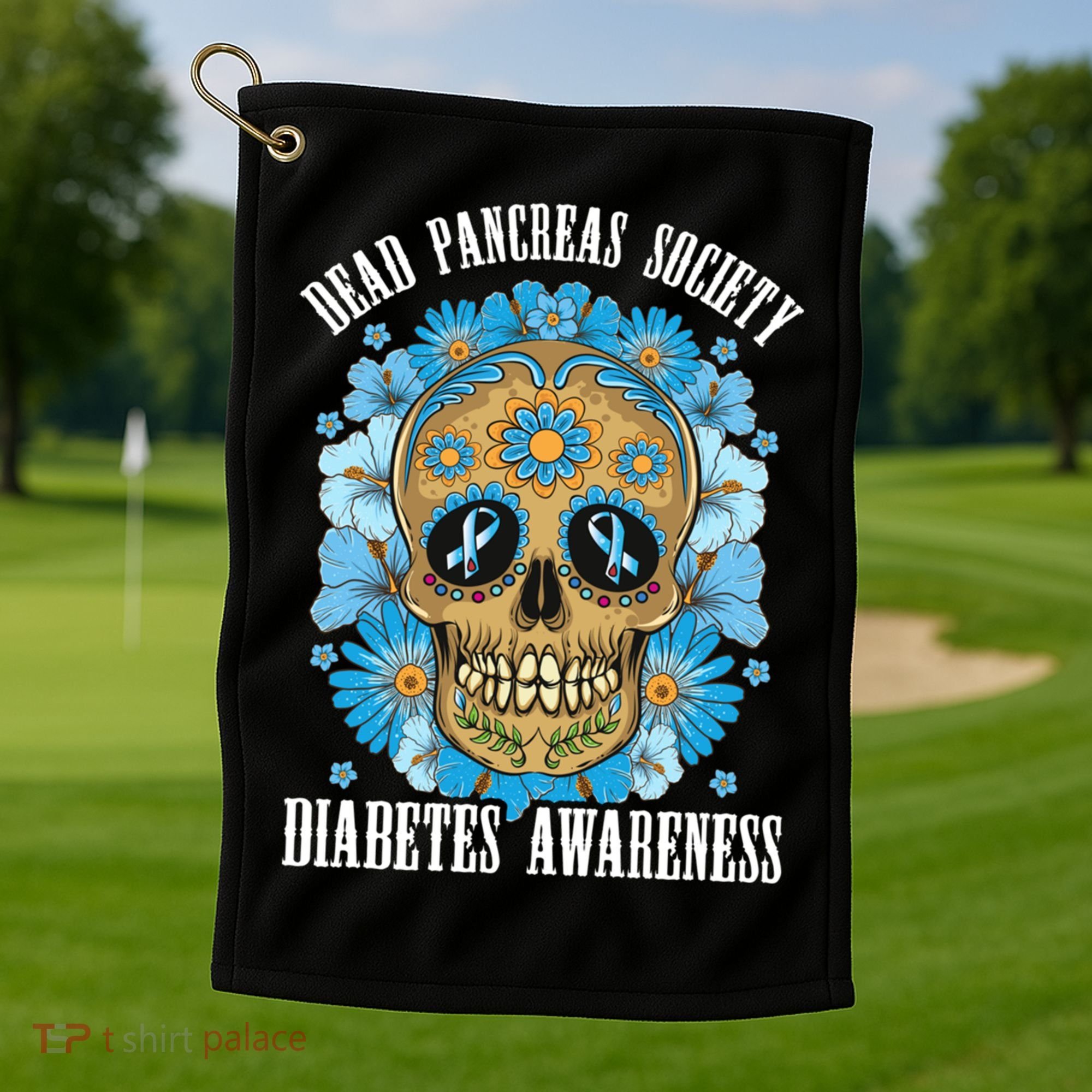 Dead Pancreas Society Funny Diabetes Awareness Sugar Skull Cool Gift Golf Towel