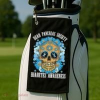 Dead Pancreas Society Funny Diabetes Awareness Sugar Skull Cool Gift Golf Towel thumb 2