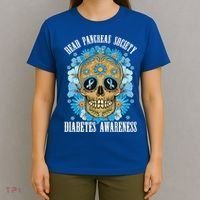 Dead Pancreas Society Funny Diabetes Awareness Sugar Skull Cool Gift T-Shirt thumb 4
