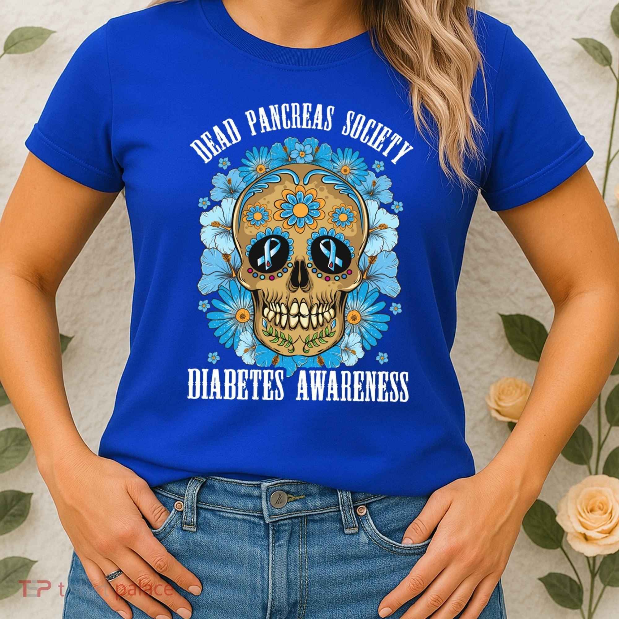 Dead Pancreas Society Funny Diabetes Awareness Sugar Skull Cool Gift Women's T-Shirt