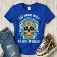 Dead Pancreas Society Funny Diabetes Awareness Sugar Skull Cool Gift Women's T-Shirt thumb 3