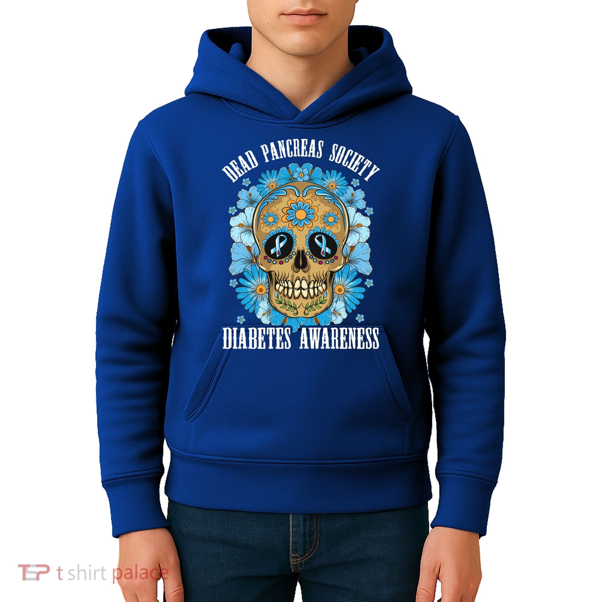 Dead Pancreas Society Funny Diabetes Awareness Sugar Skull Cool Gift Kids Hoodie