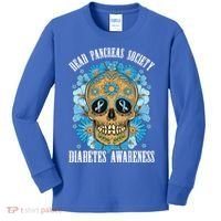 Dead Pancreas Society Funny Diabetes Awareness Sugar Skull Cool Gift Kids Long Sleeve Shirt thumb 0