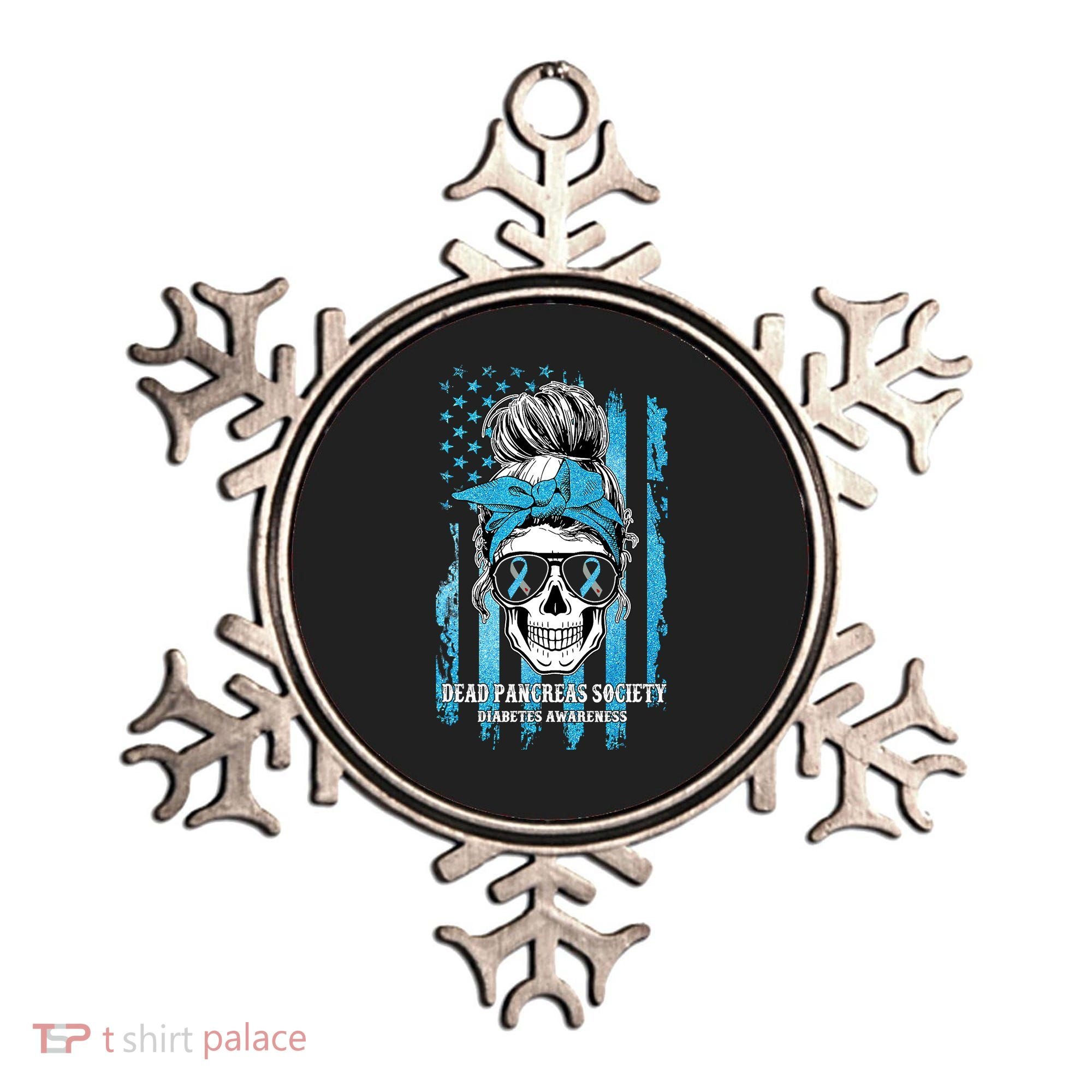 Dead Pancreas Society Diabetes Awareness Skull Messy Bun Ornament