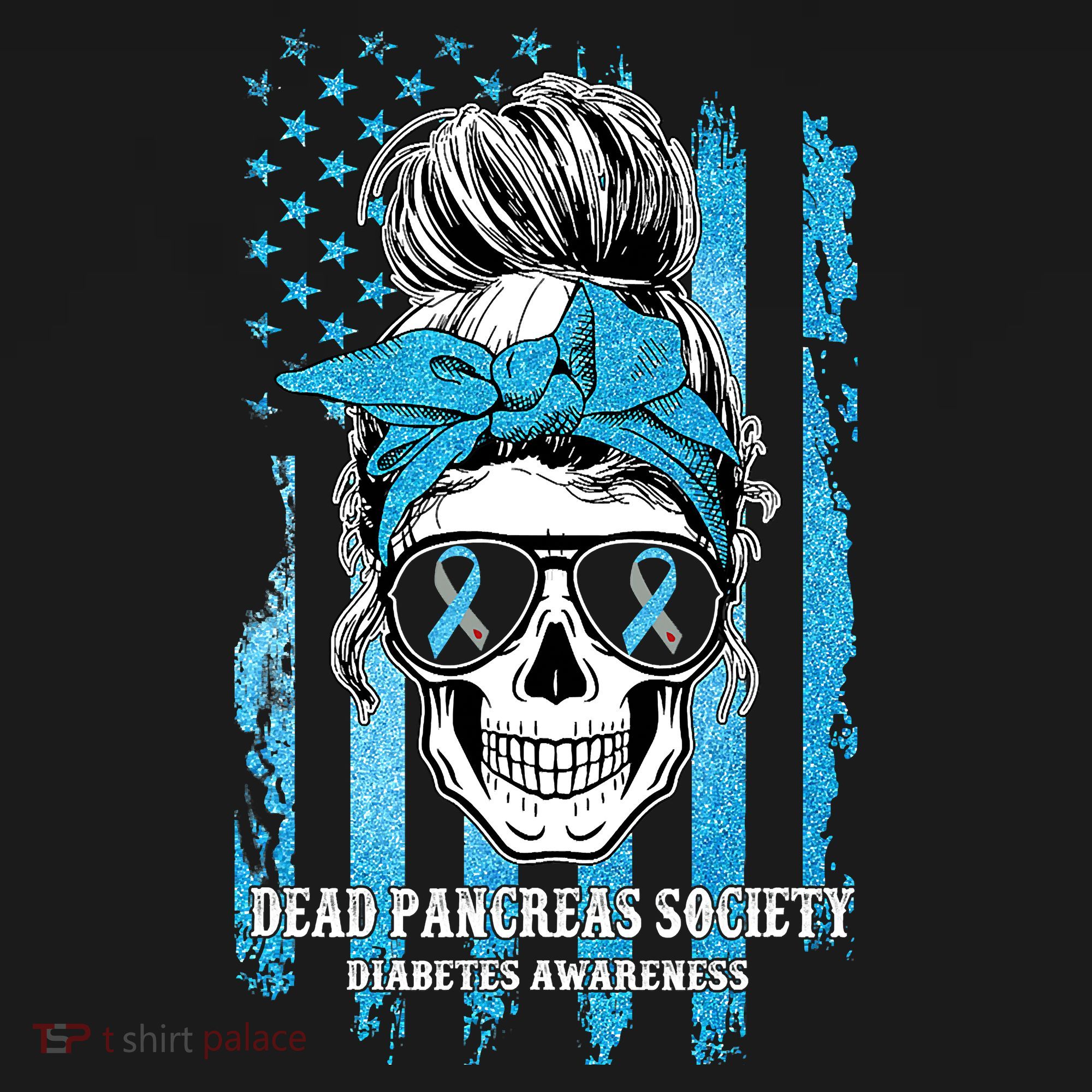 Dead Pancreas Society Diabetes Awareness Skull Messy Bun Ornament
