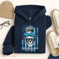 Dead Pancreas Society Diabetes Awareness Skull Messy Bun Hoodie thumb 4