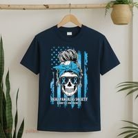Dead Pancreas Society Diabetes Awareness Skull Messy Bun T-Shirt thumb 2
