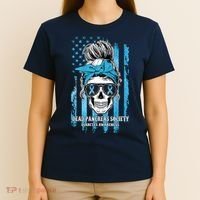 Dead Pancreas Society Diabetes Awareness Skull Messy Bun T-Shirt thumb 4