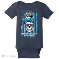 Dead Pancreas Society Diabetes Awareness Skull Messy Bun Baby Bodysuit thumb 0