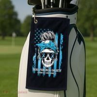 Dead Pancreas Society Diabetes Awareness Skull Messy Bun Golf Towel thumb 2