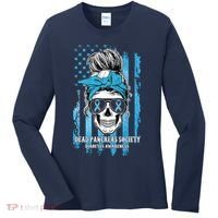 Dead Pancreas Society Diabetes Awareness Skull Messy Bun Women's Long Sleeve Shirt thumb 0